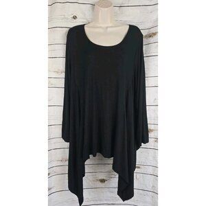 Bryn Walker Black Knit Top L Lagenlook Asymmetrical Swing Micromodal